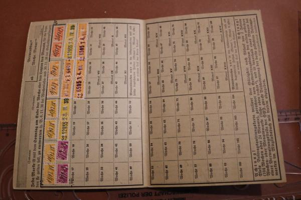 alter Beitragsnachweiss der Deutschen Arbeitsfront 1938